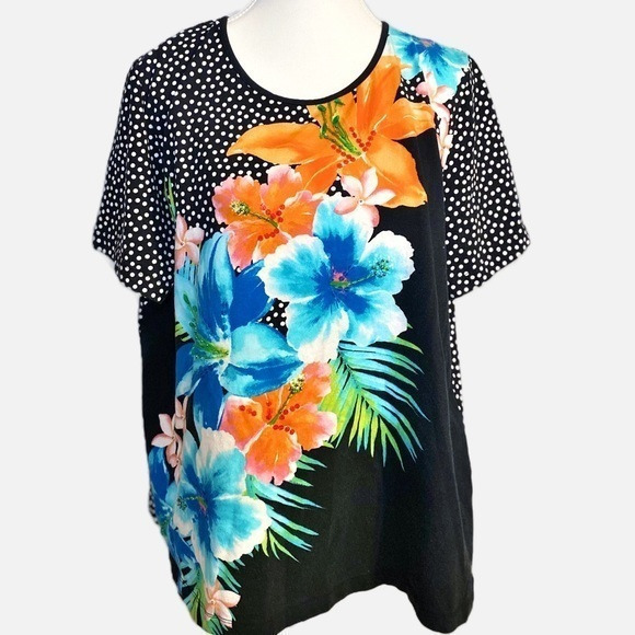 Alfred Dunner Tops - ALFRED DUNNER Top, Tropical & Polka‎ Dots